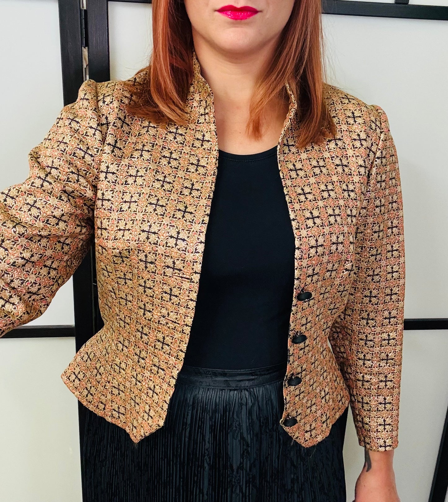Gold Brocade Blazer - Vintage