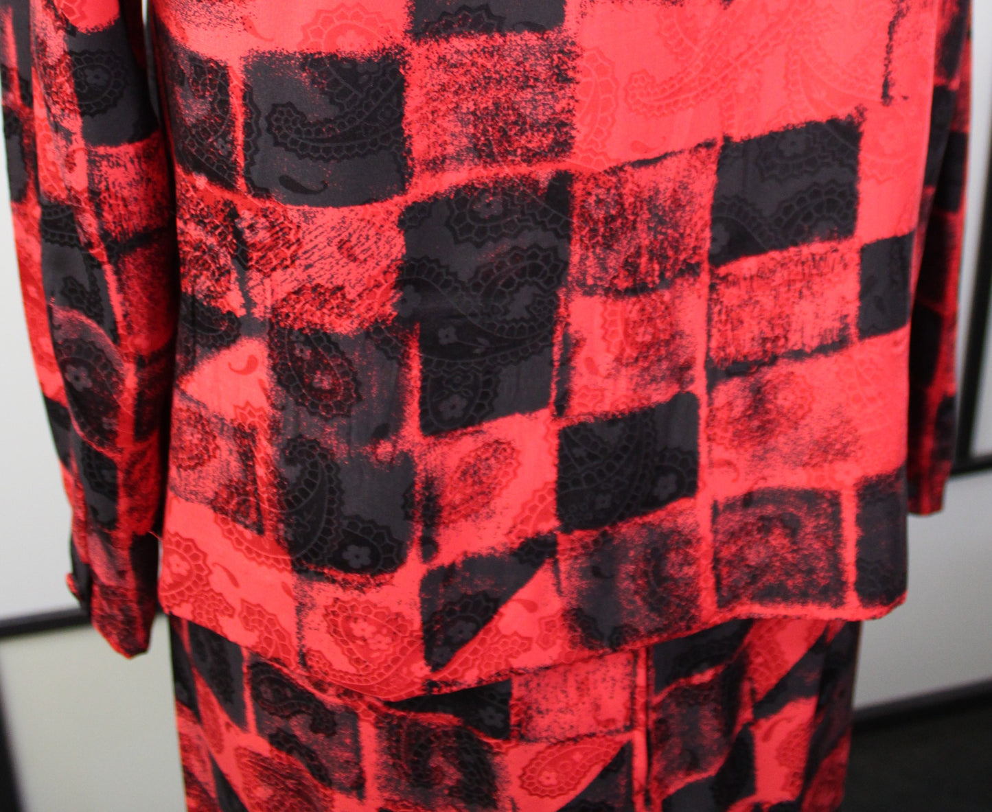 Red&Black Checked Blazer and Skirt - Vintage