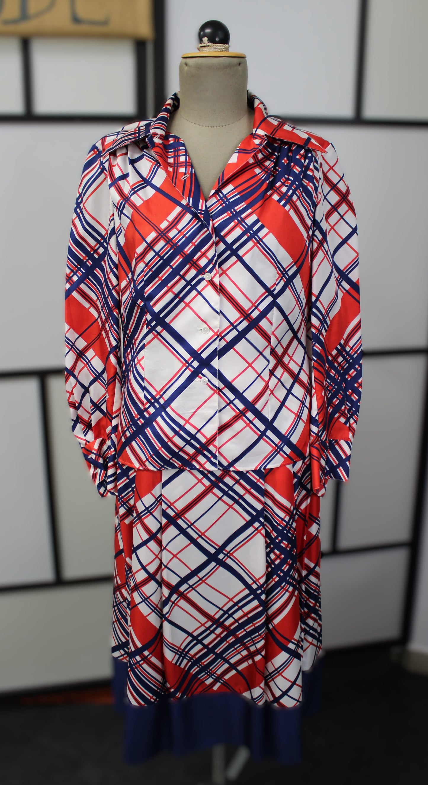 Red&Blue Blazer and Skirt - Vintage