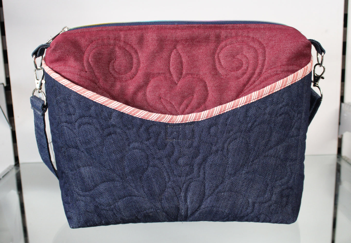 Women quilt (patchwork) shoulder bag with embroidery design