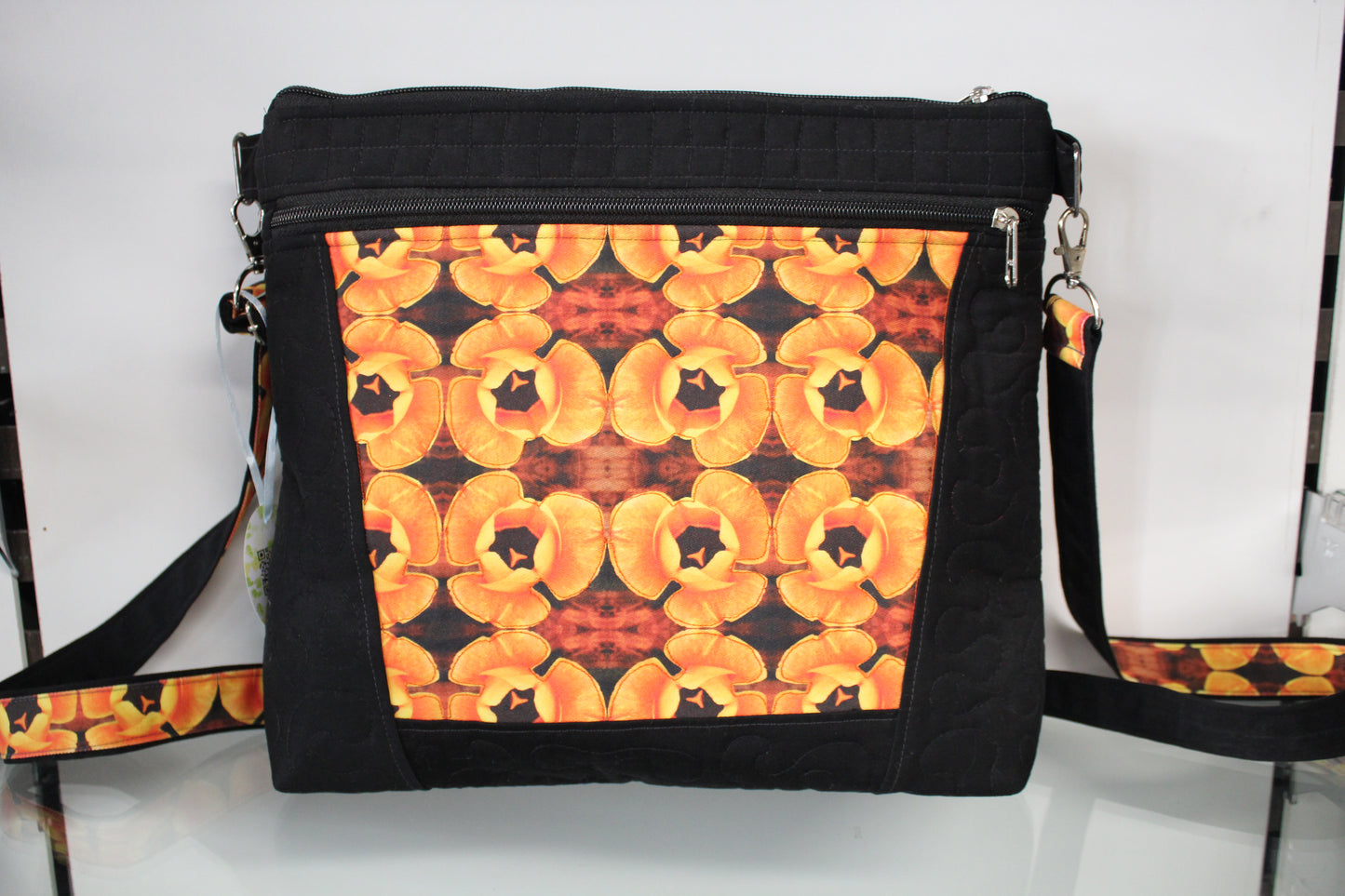 Women quilt (patchwork) shoulder bag with embroidery design