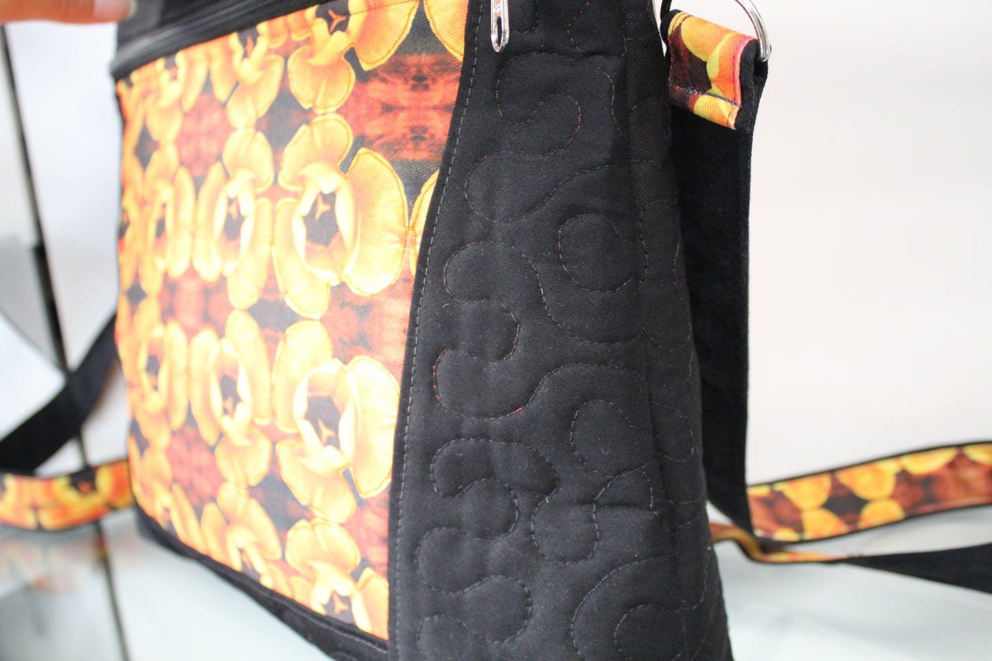 Women quilt (patchwork) shoulder bag with embroidery design