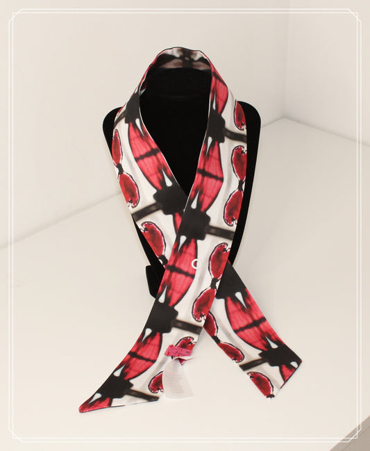 Cotton-sateen skinny scarf