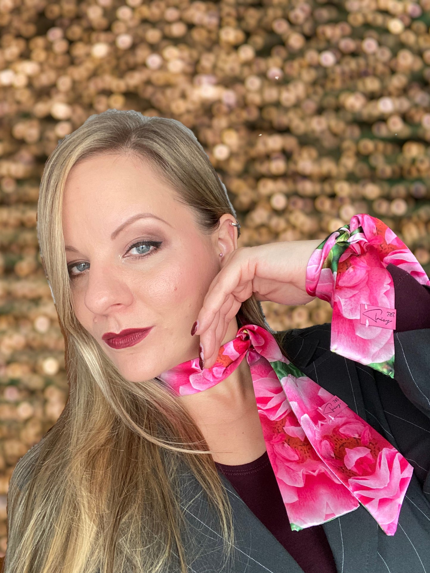 Set: Skinny satin scarf & accessory