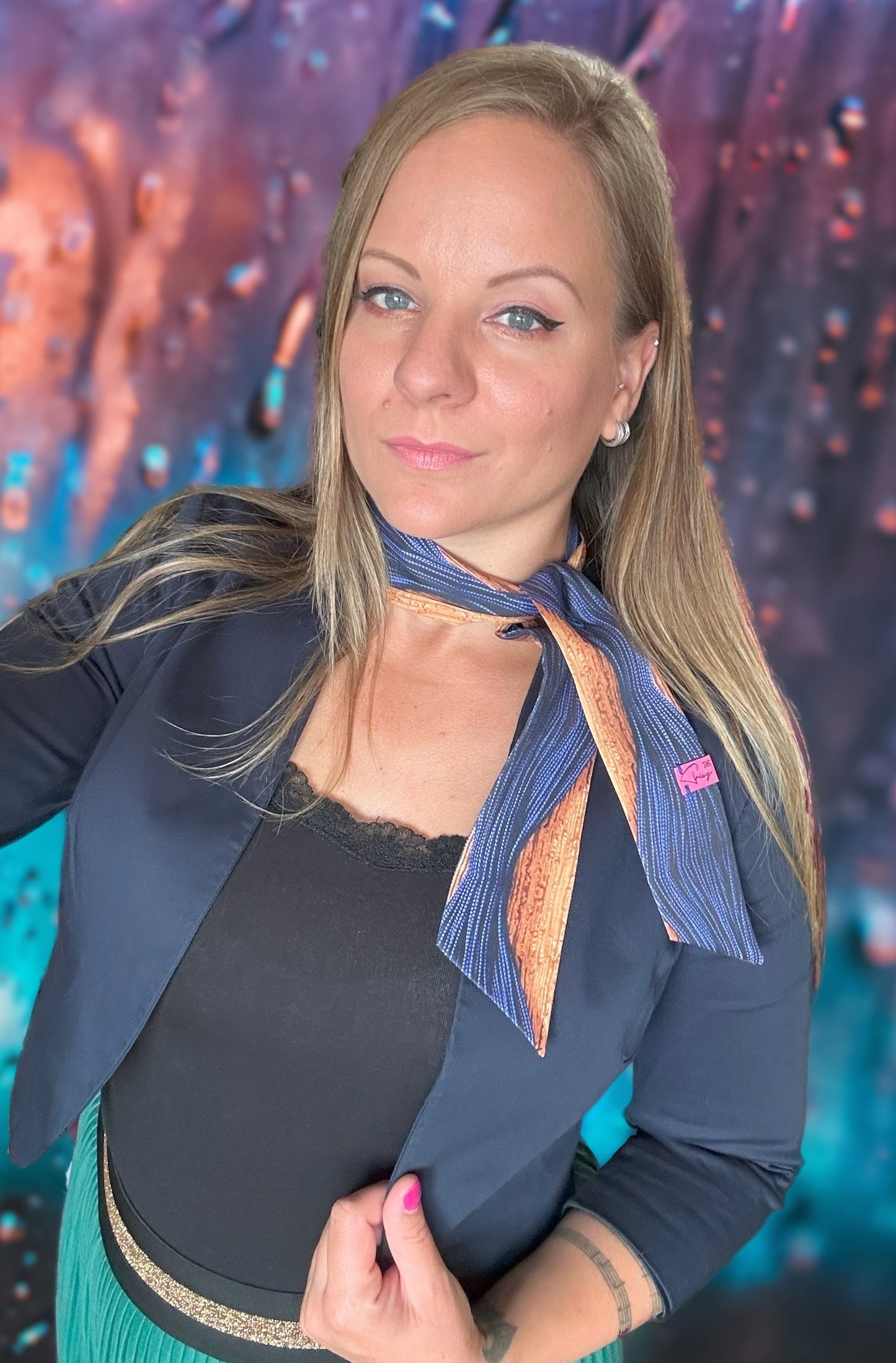 Cotton-sateen skinny scarf