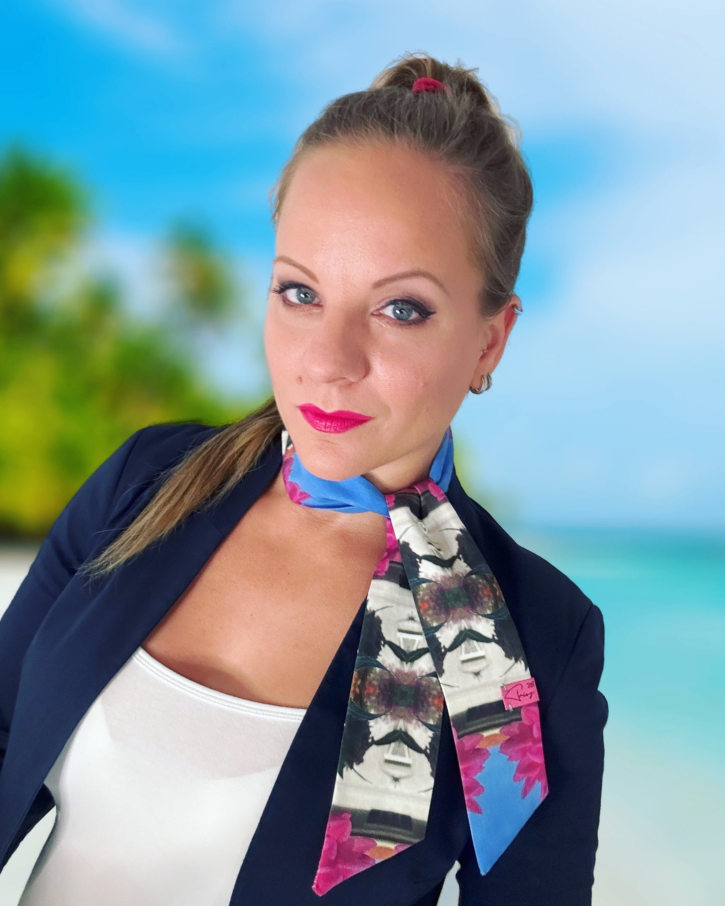 Cotton-sateen skinny scarf