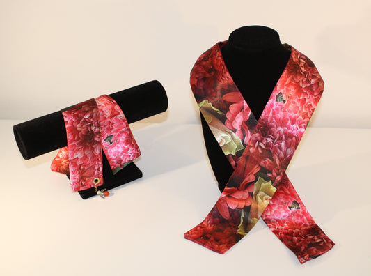 Set: Skinny satin scarf & accessory