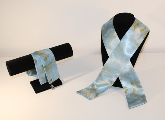 Set: Skinny satin scarf & accessory
