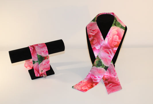 Set: Skinny satin scarf & accessory