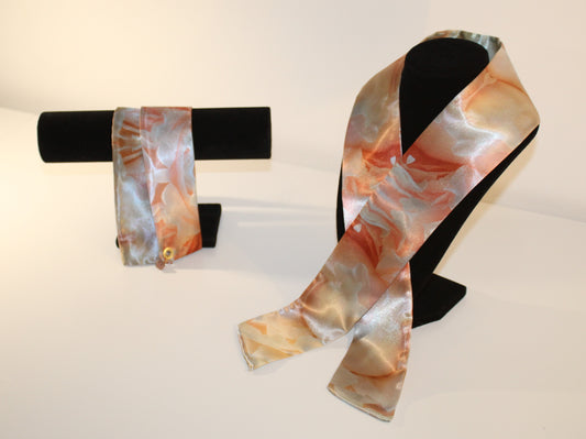 Set: Skinny satin scarf & accessory