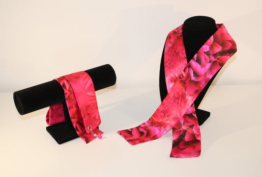 Set: Skinny satin scarf & accessory